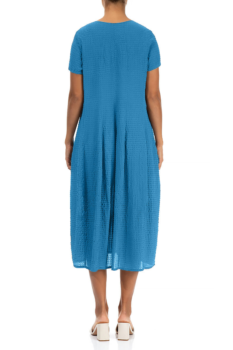 Balloon Cobalt Blue Textured Silk Dress 2