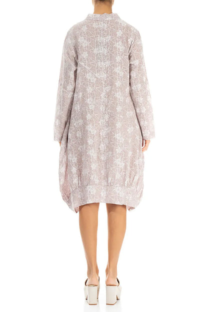 Balloon Cream Patterned Flowers Linen Tunic 2