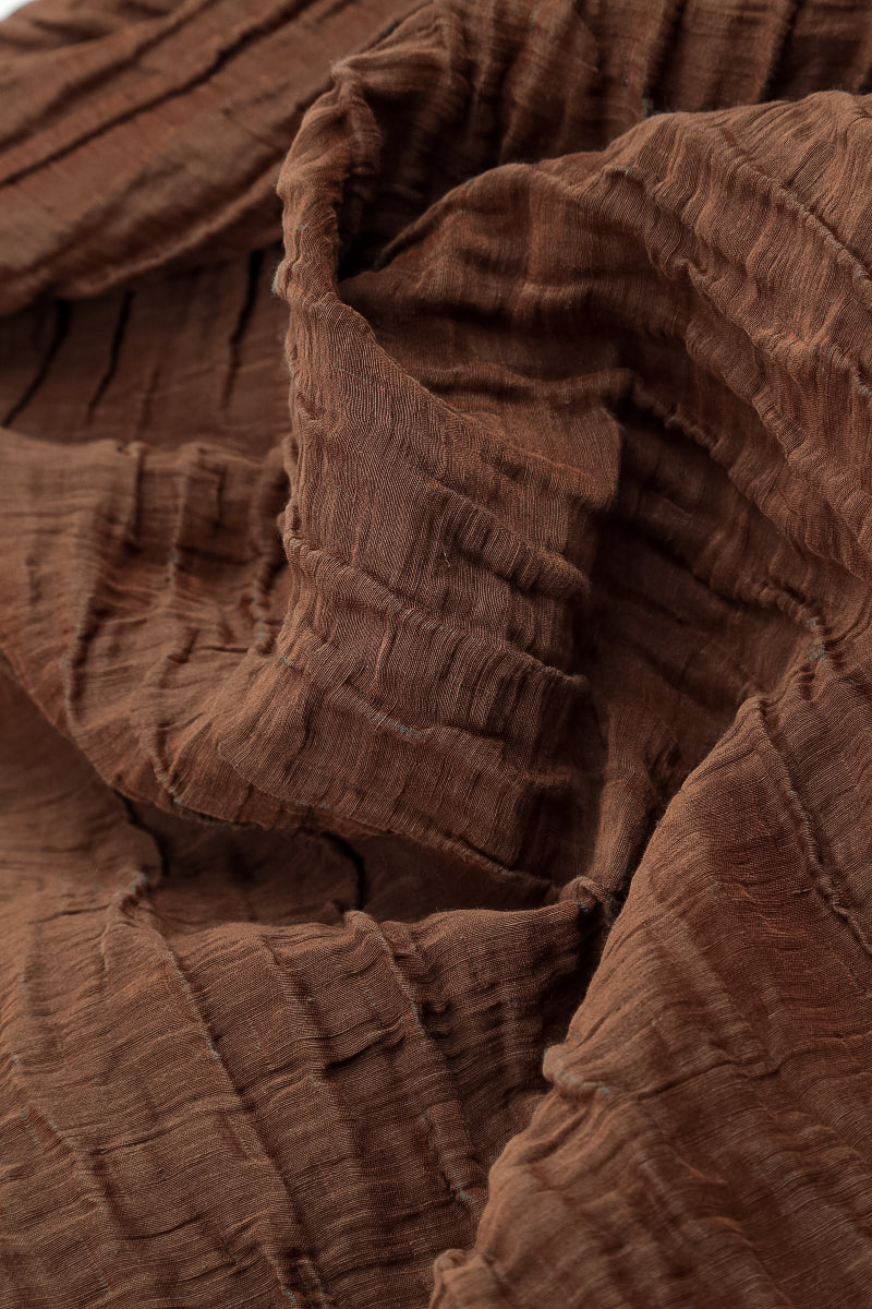 Balloon Crinkled Aged Copper Silk Linen Dress 5