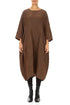 Balloon Crinkled Aged Copper Silk Linen Dress 1