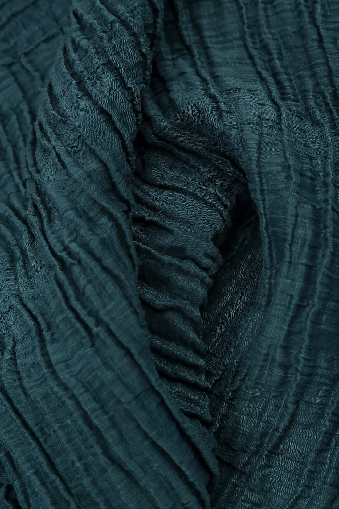 Balloon Crinkled Deep Turquoise Silk Linen Dress 5