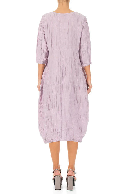Balloon Crinkled Lilac Silk Linen Dress 2