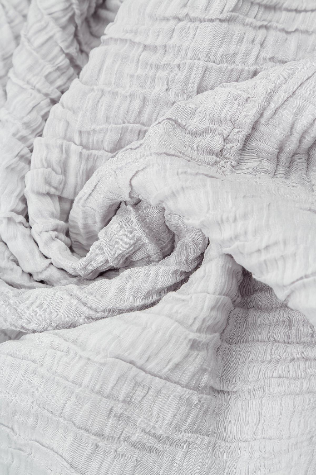 Balloon Crinkled Pearl Grey Silk Linen Dress