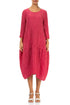 Balloon Crinkled Raspberry Silk Linen Dress 1