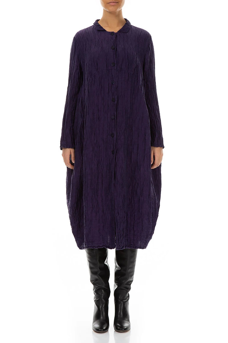 Balloon Crinkled Royal Purple Silk Linen Jacket 1