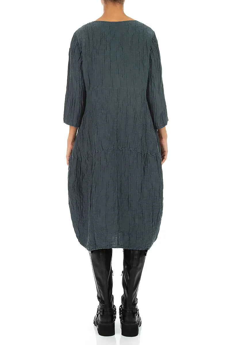 Robe ballon en Soie Lin Froissé ardoise
