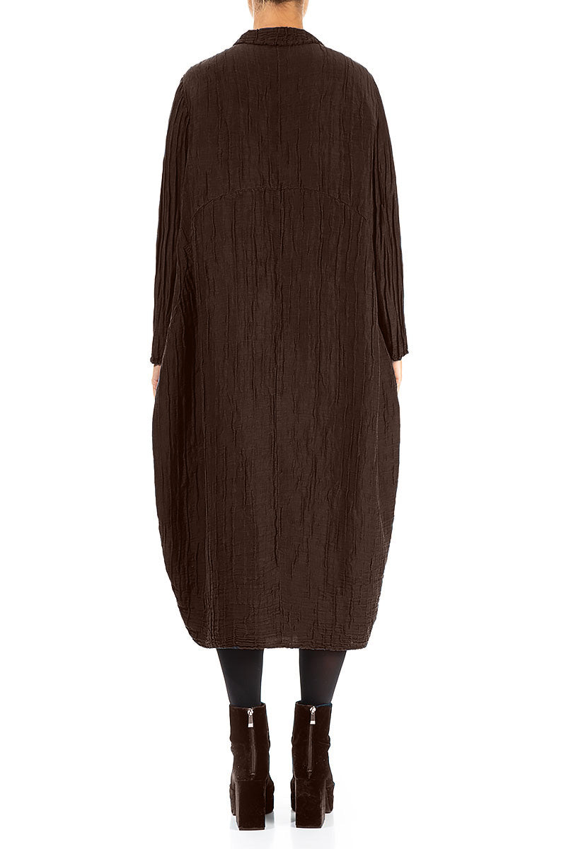 Balloon Crinkled Truffle Brown Silk Linen Jacket 2