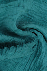 Balloon Crinkled Turquoise Silk Linen Dress 5