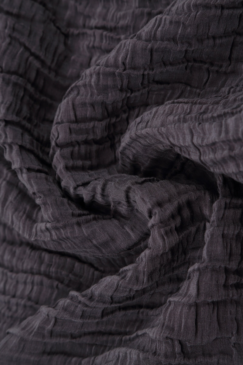 Balloon Crinkled Vintage Violet Silk Linen Dress 5