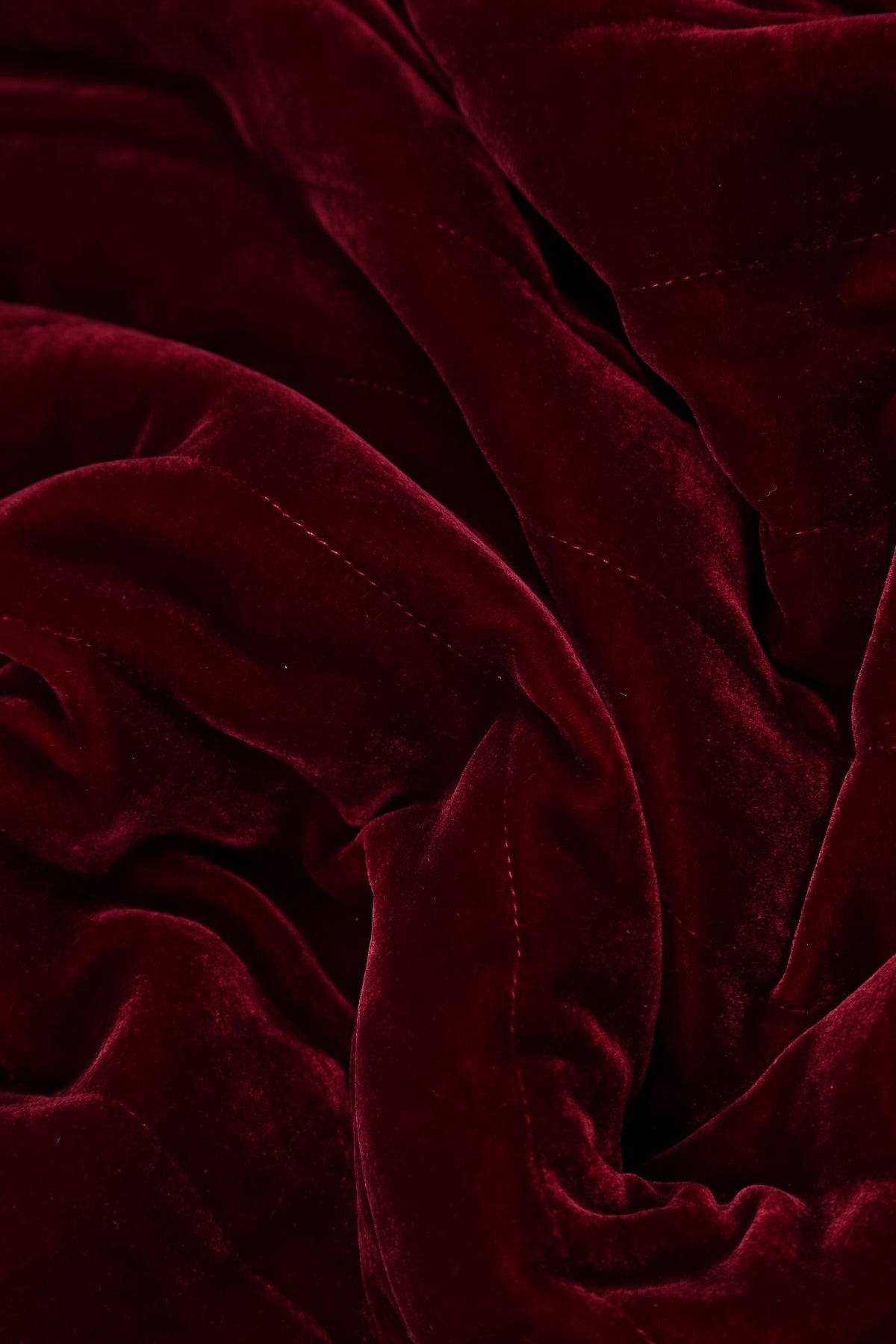 Balloon Cropped Sleeves Ruby Silk Velvet Dress 5