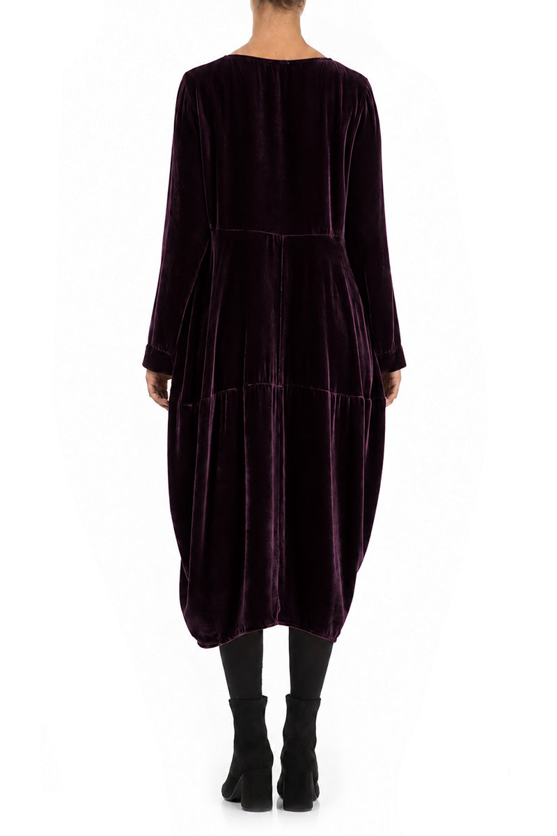 Balloon Deep Plum Silk Velvet Dress 2