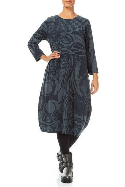 Balloon Deep Turquoise Orbit Cotton Dress