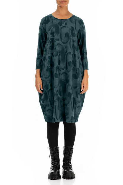 Balloon Deep Turquoise Paintwave Cotton Dress 1