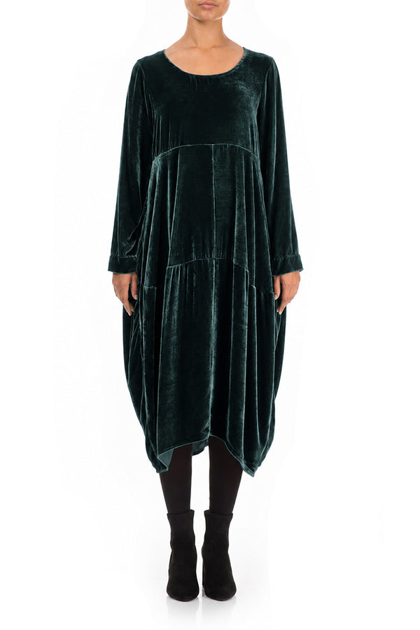 Balloon Deep Turquoise Silk Velvet Dress