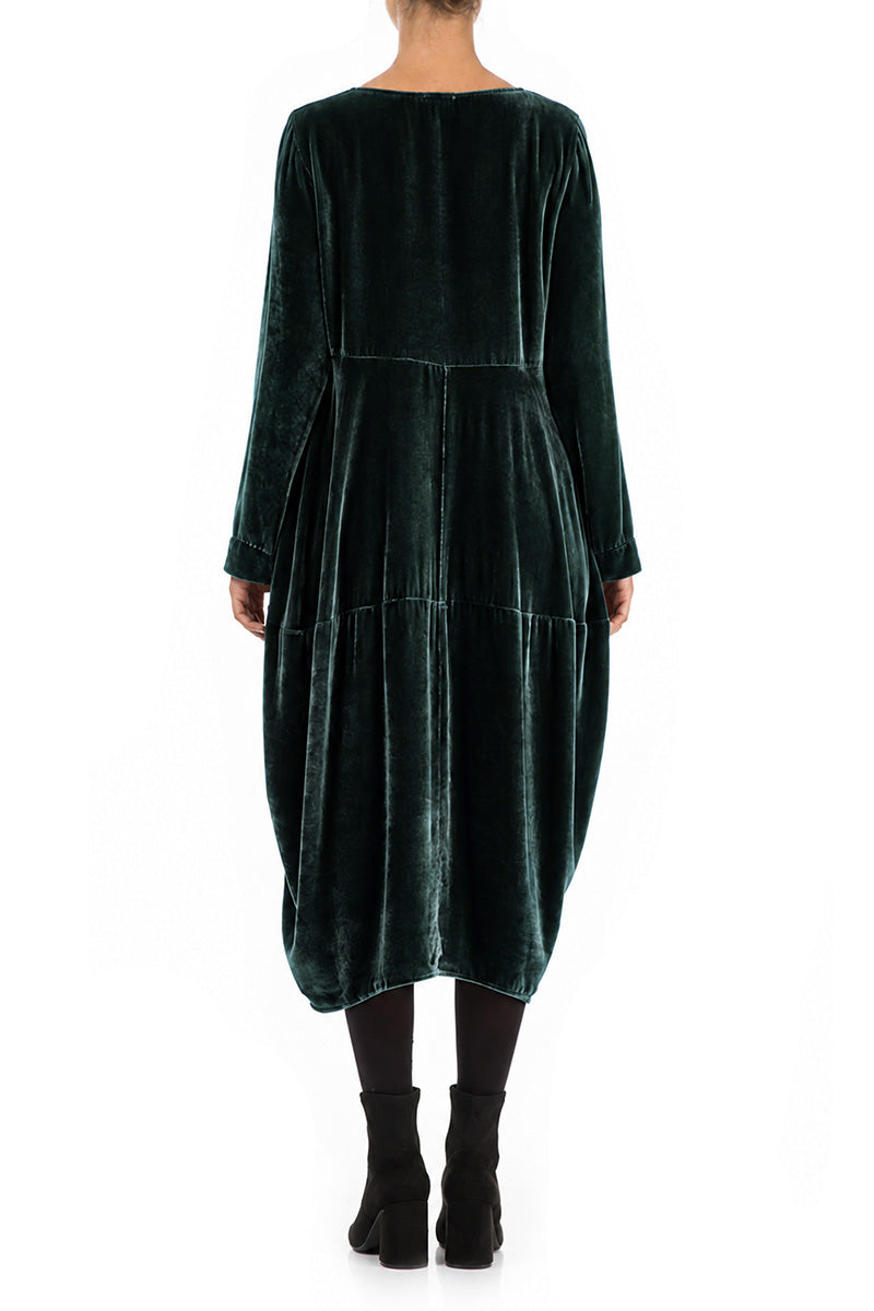 Balloon Deep Turquoise Silk Velvet Dress