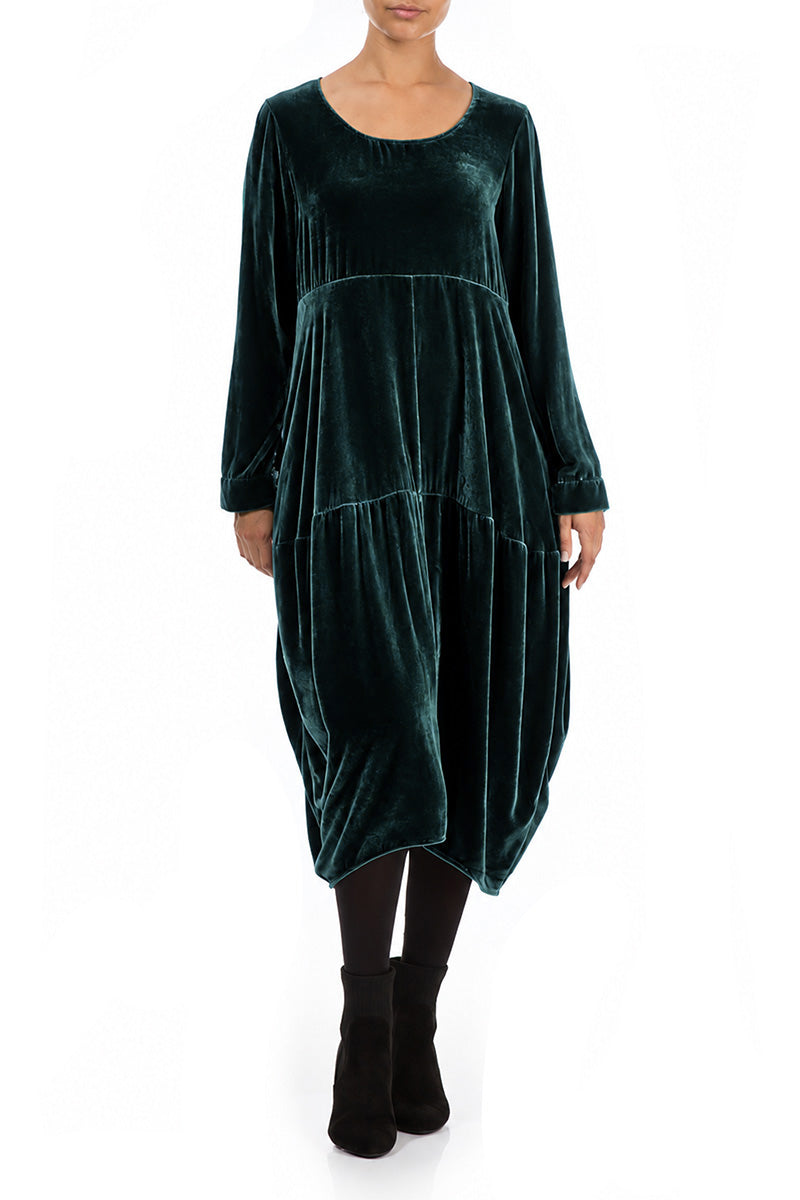 Balloon Deep Turquoise Silk Velvet Dress