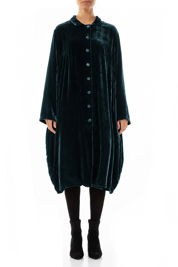 Balloon Deep Turquoise Silk Velvet Jacket