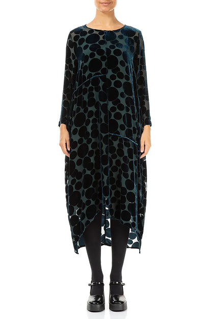 Kleid aus Devoré Bubbles Peacock Seide und Samt