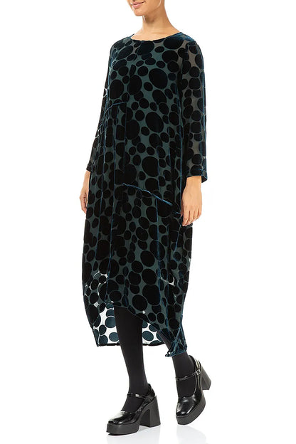 Kleid aus Devoré Bubbles Peacock Seide und Samt