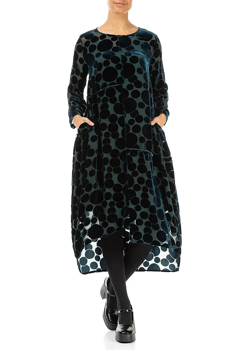 Kleid aus Devoré Bubbles Peacock Seide und Samt