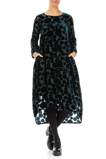 Kleid aus Devoré Bubbles Peacock Seide und Samt