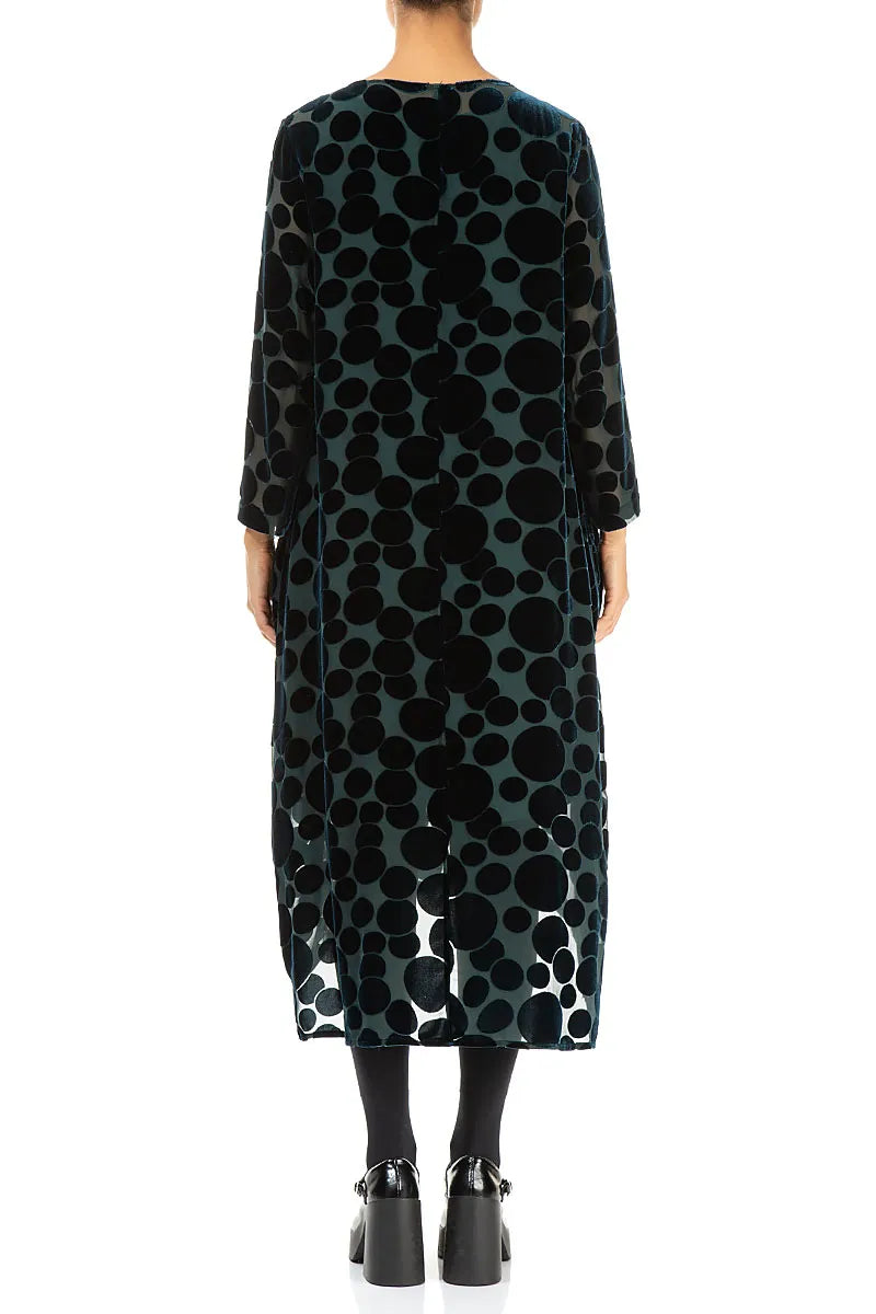 Kleid aus Devoré Bubbles Peacock Seide und Samt