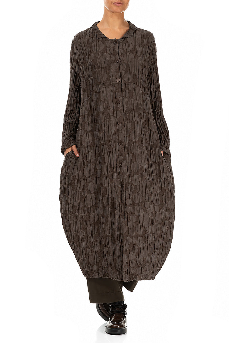 Balloon Forest Brown Circle Silk Linen Jacket