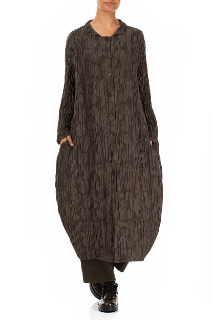 Balloon Forest Brown Circle Silk Linen Jacket
