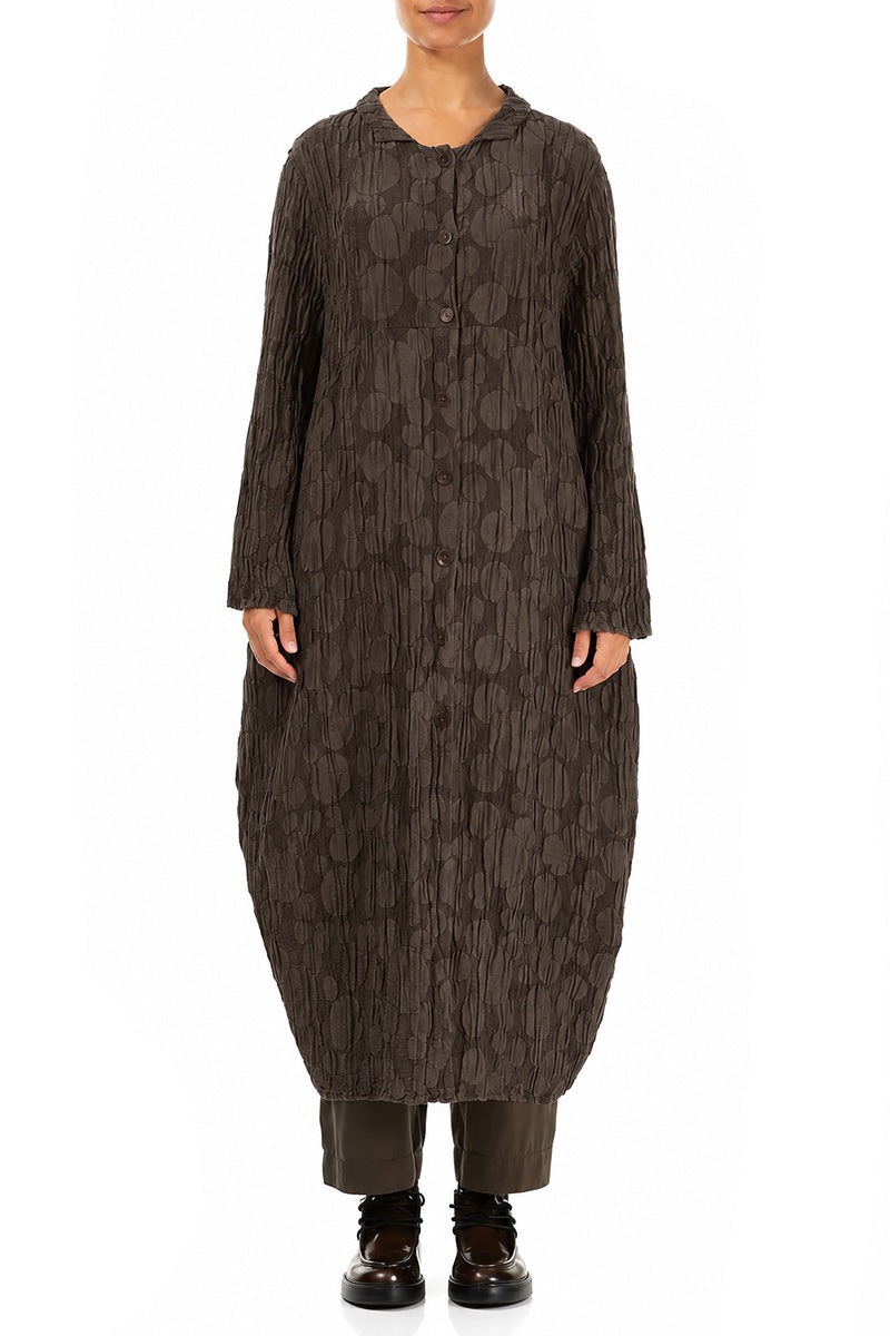 Balloon Forest Brown Circle Silk Linen Jacket