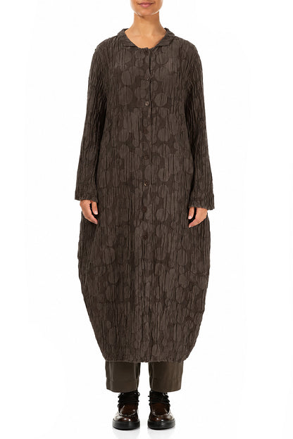 Balloon Forest Brown Circle Silk Linen Jacket