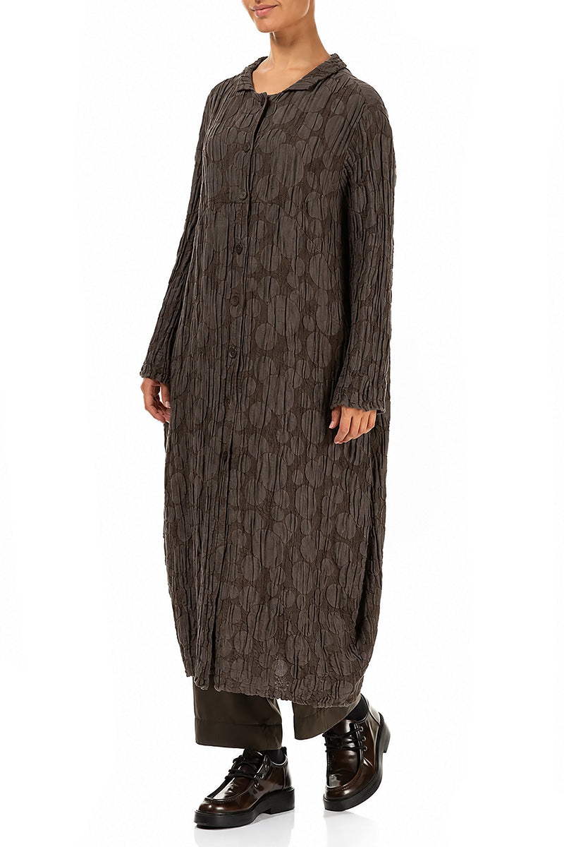Balloon Forest Brown Circle Silk Linen Jacket