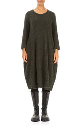 Balloon Forest Mist Textured Linen Dress 1