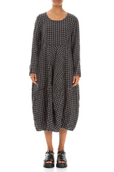 Balloon Grey Check Linen Dress 1