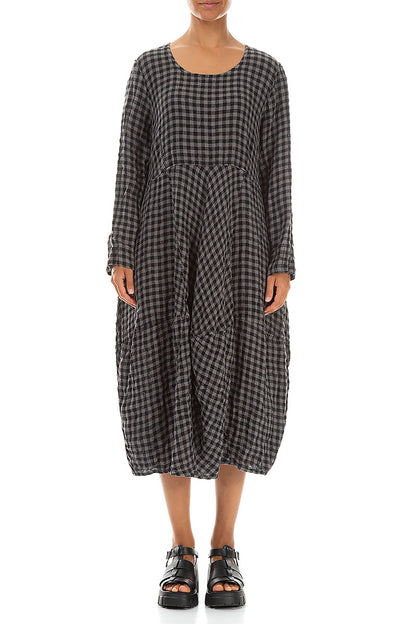 Balloon Grey Check Linen Dress 1