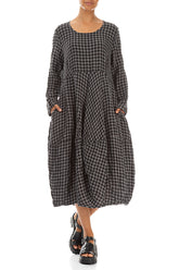 Balloon Grey Check Linen Dress 3