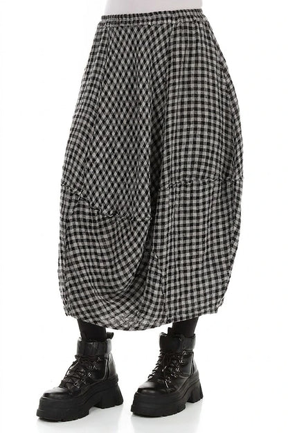 Balloon Grey Check Linen Skirt