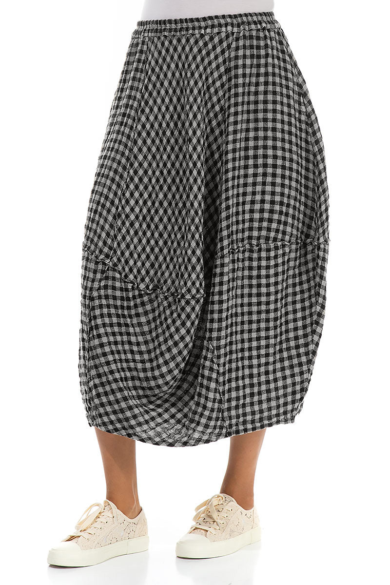 Balloon Grey Check Linen Skirt 3