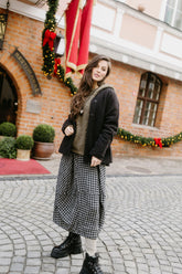 Balloon Grey Check Linen Skirt 6