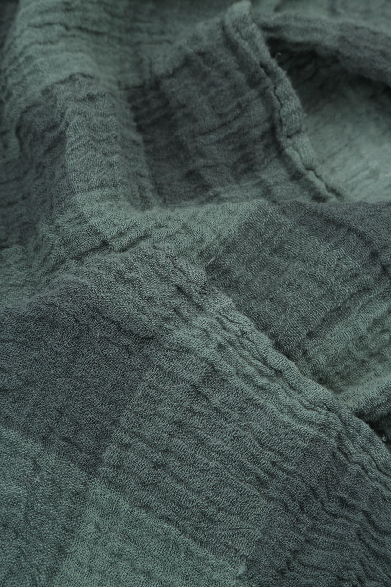 Balloon Large Check Sage Gauze Linen Jacket Dress 5