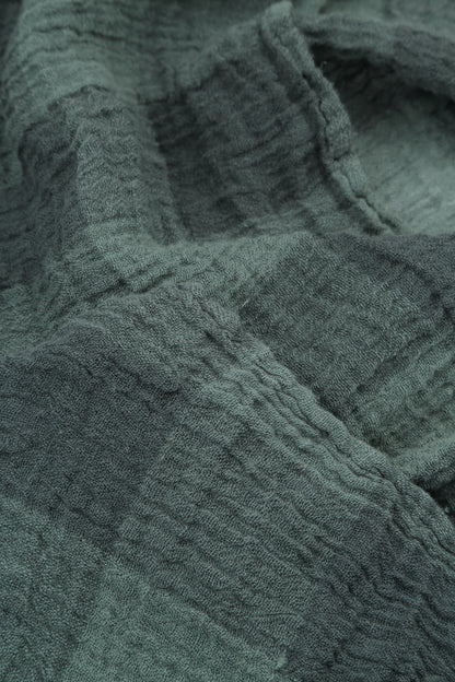 Balloon Large Check Sage Gauze Linen Jacket Dress 5