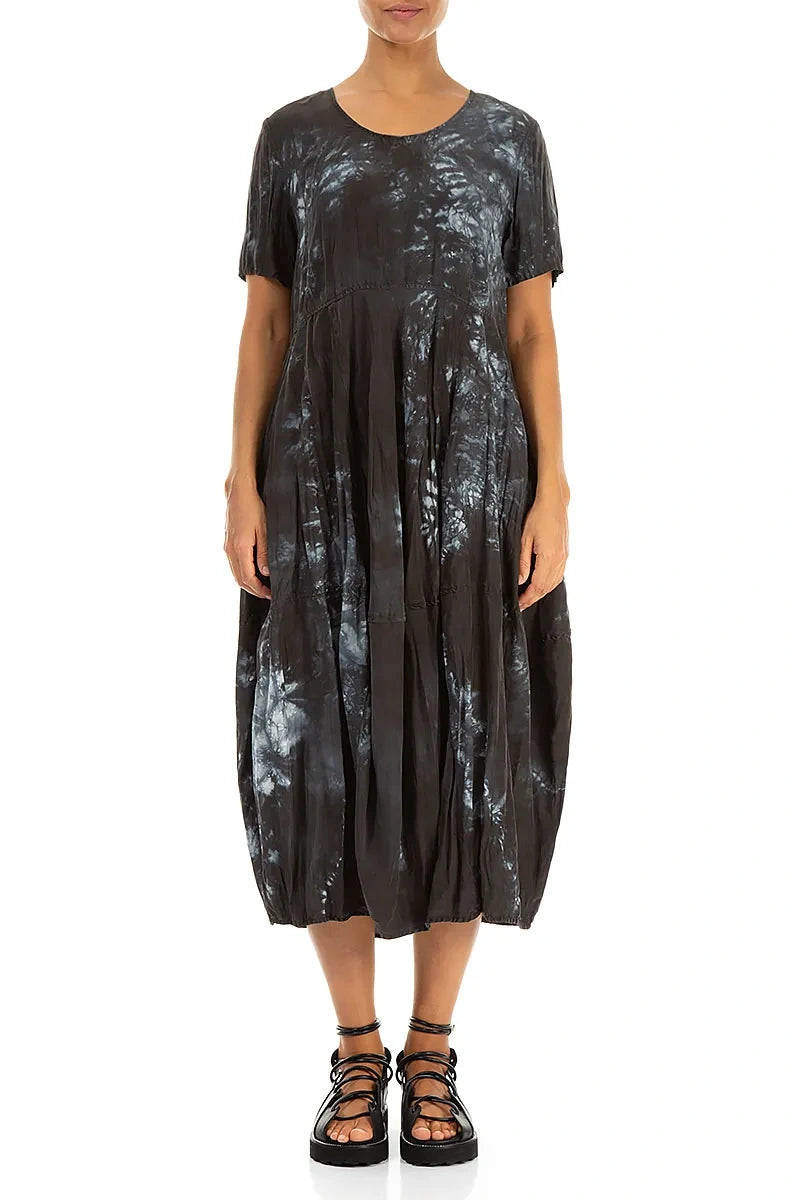 Balloon Liquid Charcoal Crumpled Silk Dress