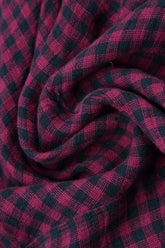 Balloon Magenta Check Linen Dress 5