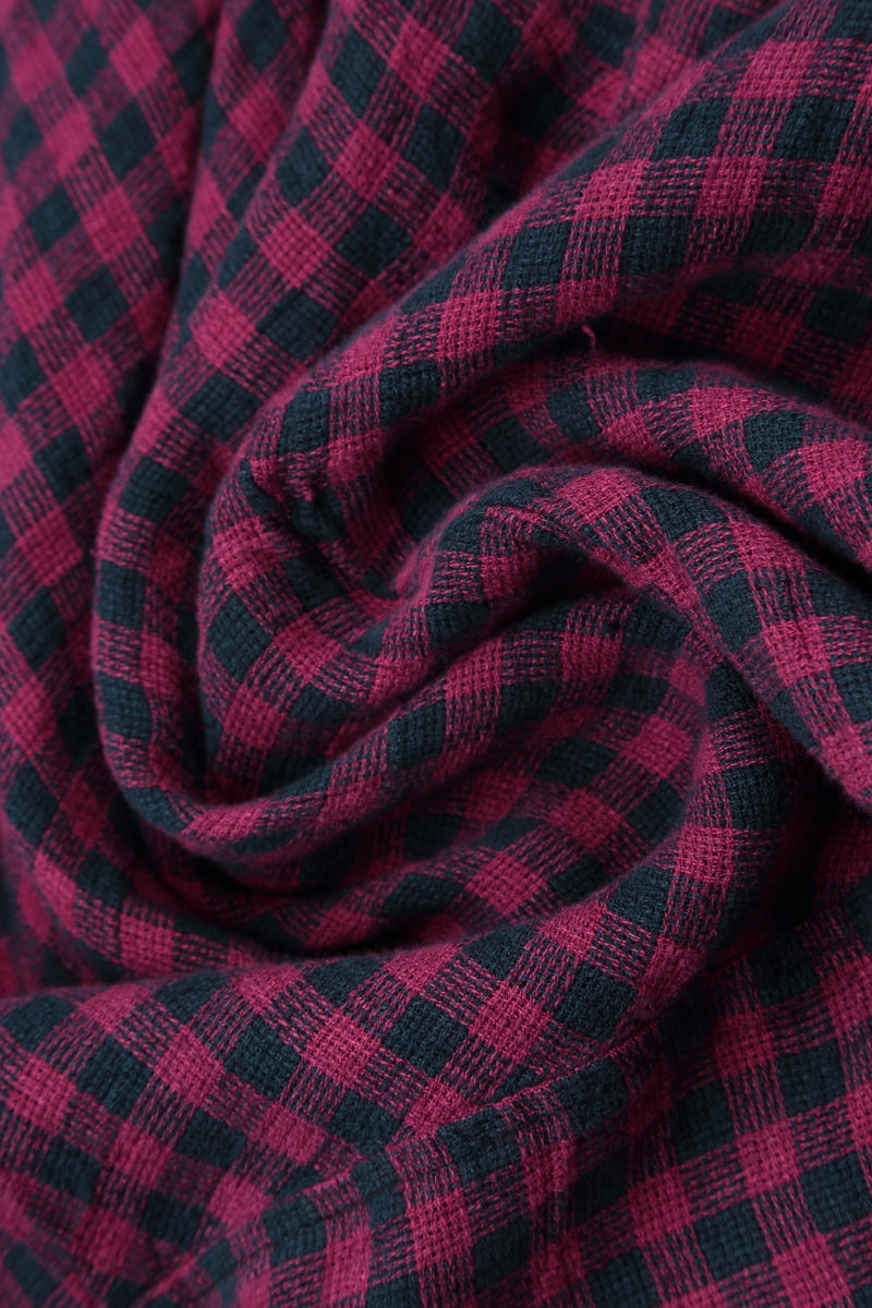 Balloon Magenta Check Linen Dress 5