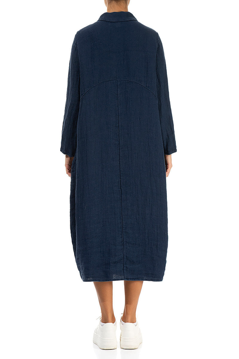 Balloon Navy Textured Linen Jacket Dress 2