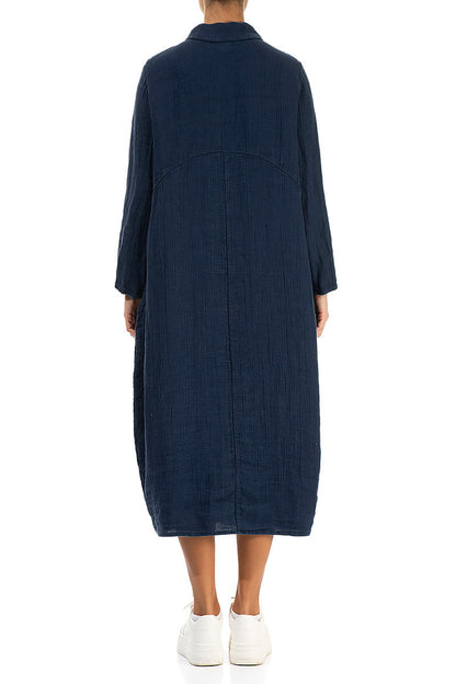 Balloon Navy Textured Linen Jacket Dress 2