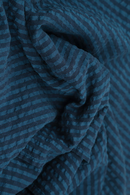 Balloon Navy Textured Silk Dress