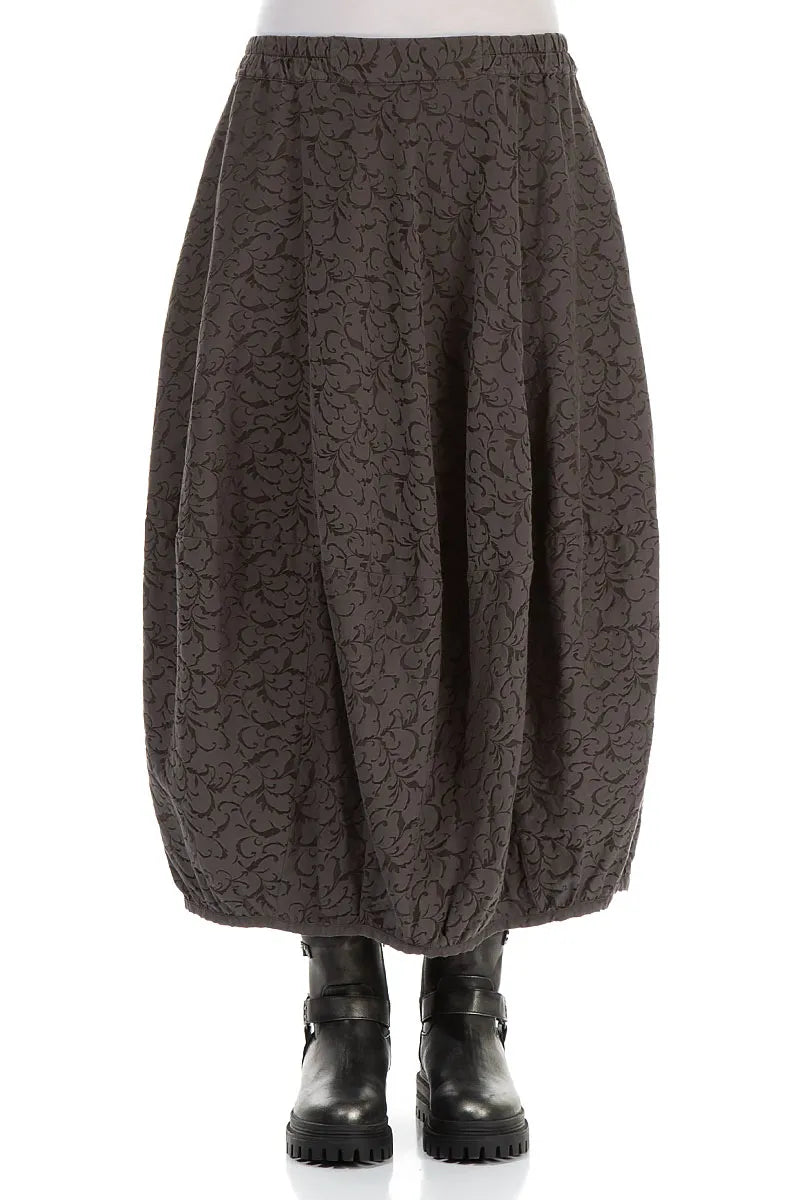 Balloon Ornamented Forest Brown Silk Cotton Skirt