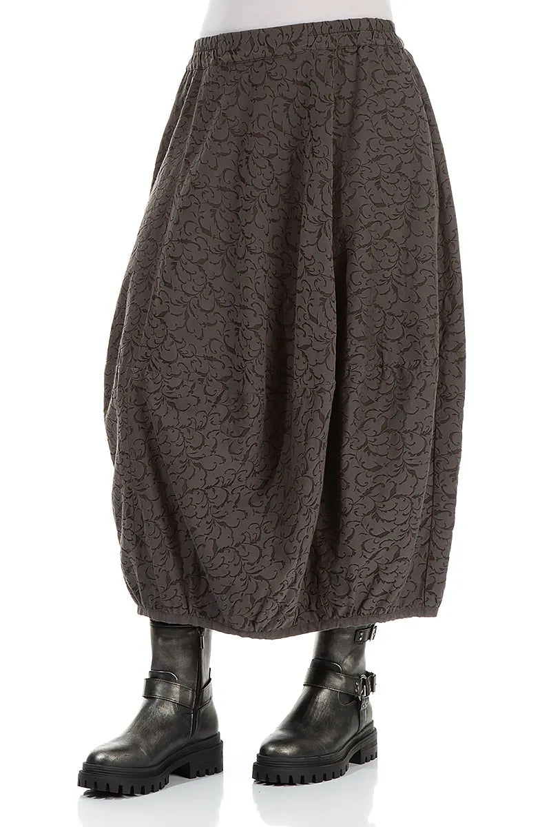 Balloon Ornamented Forest Brown Silk Cotton Skirt