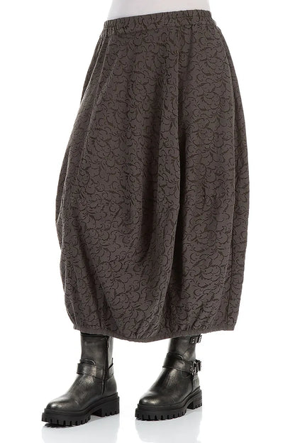 Balloon Ornamented Forest Brown Silk Cotton Skirt