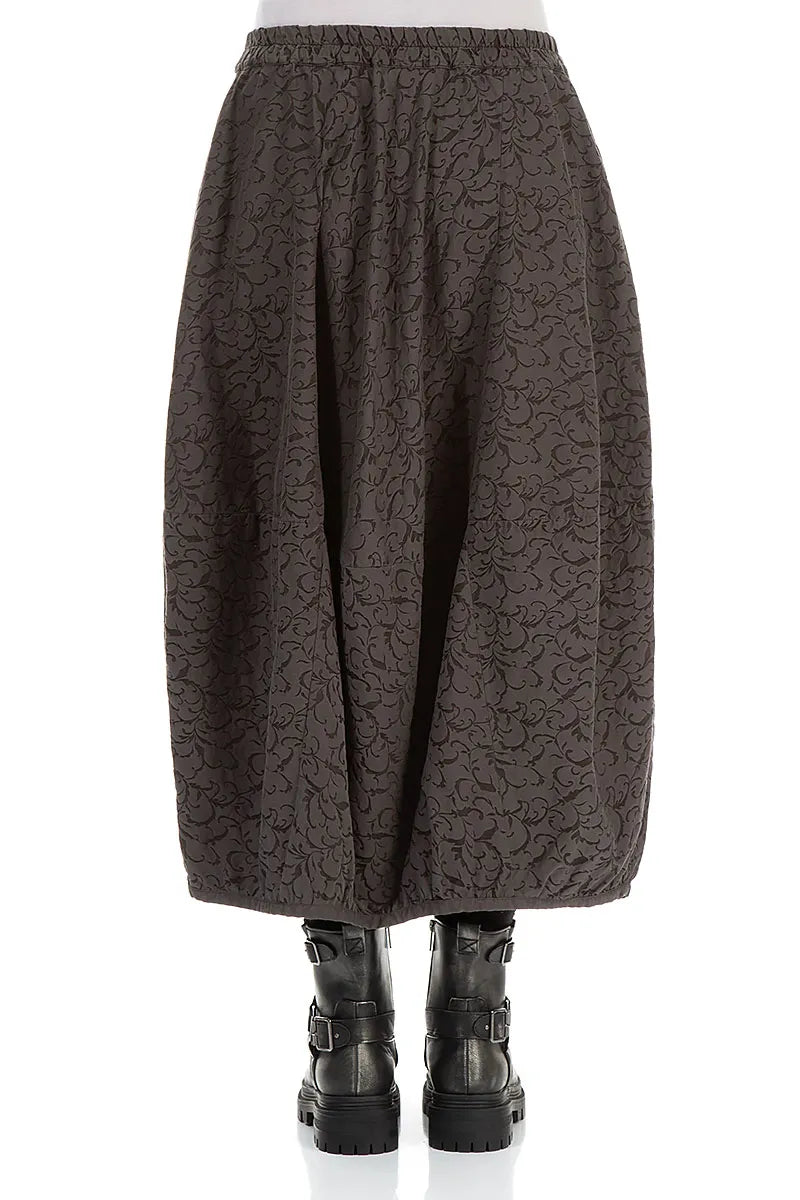 Balloon Ornamented Forest Brown Silk Cotton Skirt